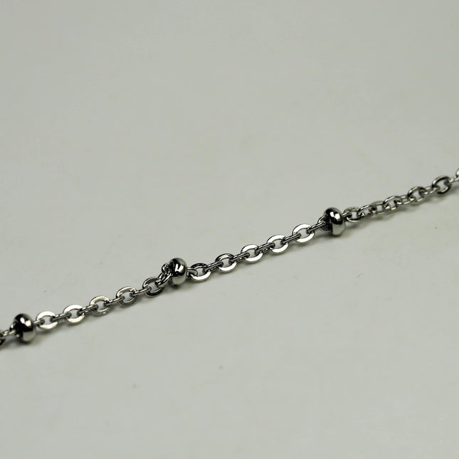 3 Ft Stainless Steel Satellite Chain - Ball Beaded Solder Flat Cable Chain - 3x1.7mm Flat Link - Bulk Wholesale Necklace - ST317FSAT
