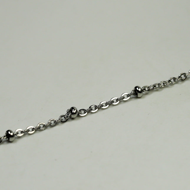 30 Ft Stainless Steel Satellite Chain - Ball Beaded Solder Flat Cable Chain - 3x1.7mm Flat Link - Bulk Wholesale Necklace - ST317FSAT