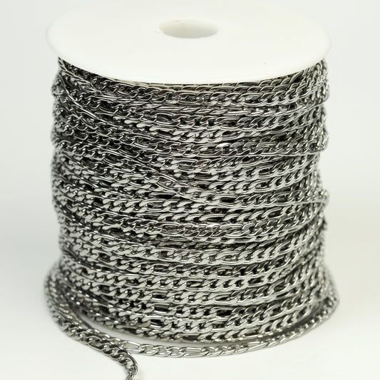 3 ft of Surgical Stainless Steel Mens NK 3:1 Curb Chain - 4.2mm 1.2mm 16G Unsoldered Link Hip Hop Cool Style - ST42NK31