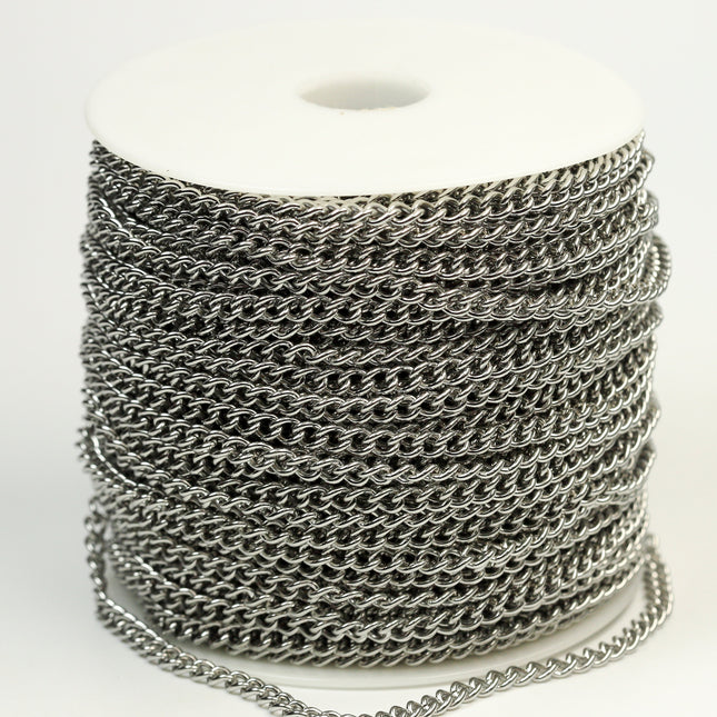3 Ft of Stainless Steel 16 Gauge Curb Chain bulk, CHUNKY Curb Chain Necklace Bracelet Link - 4.7mm width 1.2mm 16G 16 Guage