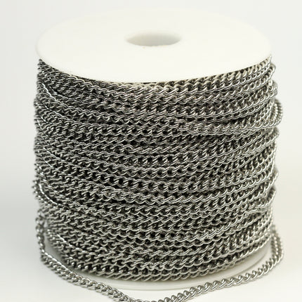 30 Ft of Stainless Steel 16 Gauge Curb Chain bulk, CHUNKY Curb Chain Necklace Bracelet Link - 4.7mm width 1.2mm 16G 16 Guage