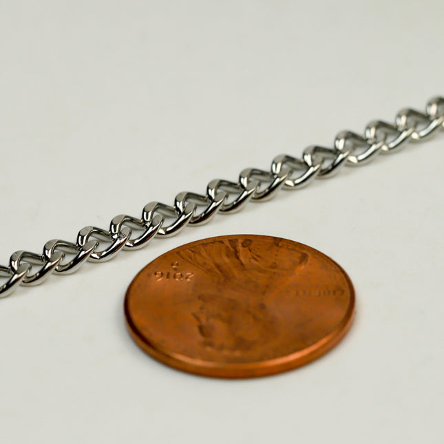 New 30 Ft of Stainless Steel Chunky Curb Chain bulk -  5.1x7.1mm 1.4mm about 15G 15 Gauge Curb Chain Necklace Bracelet Link