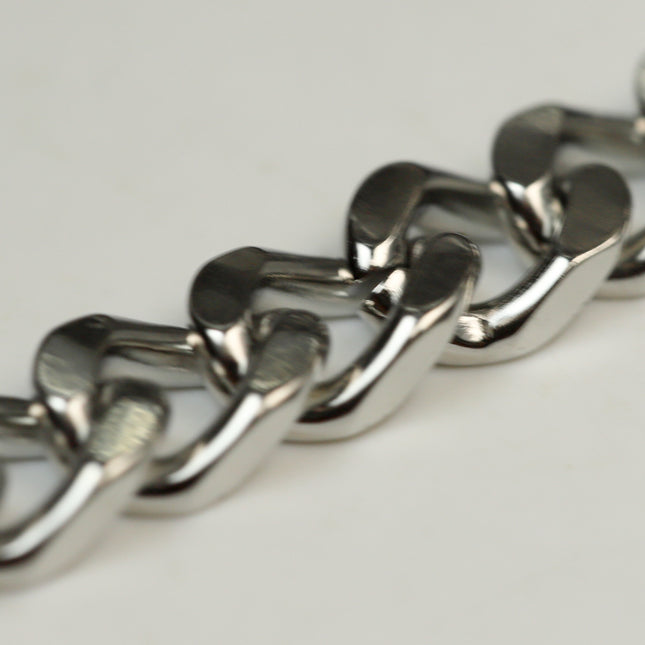 3 feet of Stainless Steel CHUNKY Facet Curb Chain bulk, Heavy Necklace Bracelet Big Link - 6.15mm width 1.8mm 13G 13 Gauge Thickness