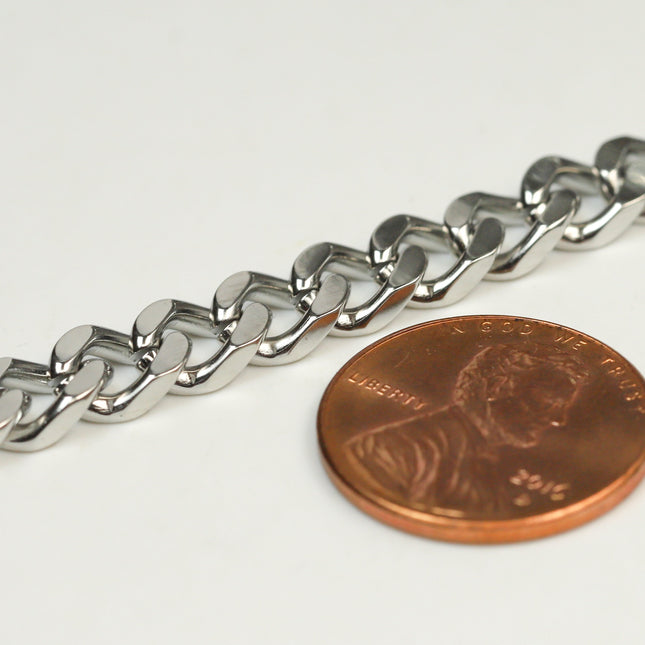 3 feet of Stainless Steel CHUNKY Facet Curb Chain bulk, Heavy Necklace Bracelet Big Link - 6.15mm width 1.8mm 13G 13 Gauge Thickness