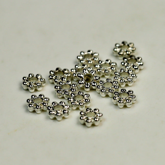 300 pcs of Sterling Silver Plated Daisy Flower Spacer Beads - 4mm