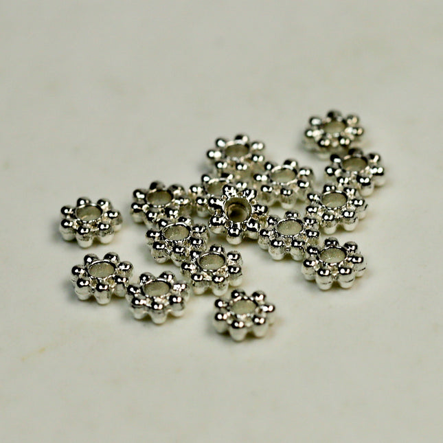 Wholesale Lot 3000 pcs of Sterling Silver Plated Daisy Flower Spacer Beads - 4mm