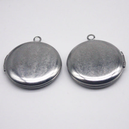 1/5/10/25 pcs STAINLESS STEEL Plain Round High Quality Locket Pendant Charm - 27x31mm 7mm thickness