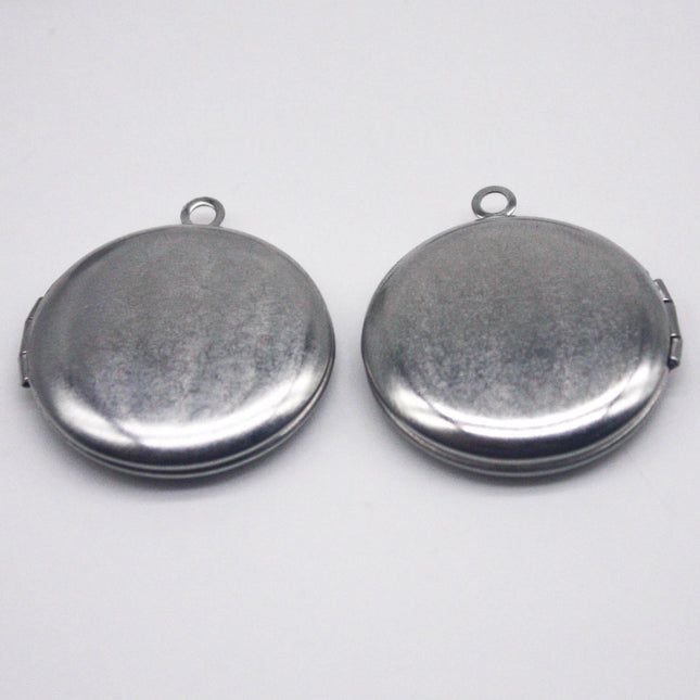 1/5/10/25 pcs STAINLESS STEEL Plain Round High Quality Locket Pendant Charm - 27x31mm 7mm thickness