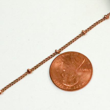 10 ft LIGHT Antique Copper BALL Solder Curb Chain - 1.6mm - Tiny Satellite Solder Curb Chain - Free   Jumpring (10pcs) - 1.6SAT