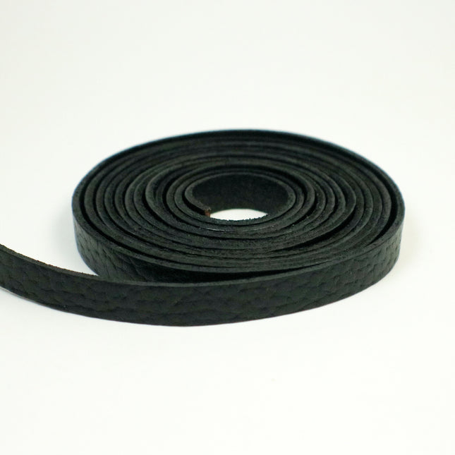 3/8 inch 10mm x 12/36 inch Natural Pattern Black Genuine Leather Strap - Premium Quality Real Leather - 3/8 Inch / 10mm Flat Strip