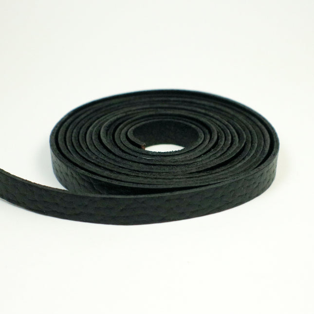 3/8 inch 10mm x 84" Natural Pattern Black Genuine Leather Strap - Premium Quality Real Leather - 7 Feet Long - 3/8 Inch / 10mm Flat Strip