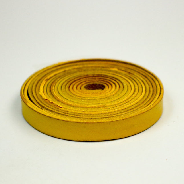 3/8 inch 10mm x 12/36 inch Yellow Genuine Leather Strap - Premium Quality Real Leather - 1/3 Feet Long - 3/8 Inch / 10mm Flat Strip
