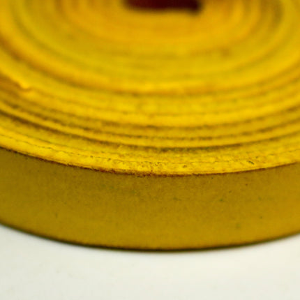 3/8 inch 10mm x 12/36 inch Yellow Genuine Leather Strap - Premium Quality Real Leather - 1/3 Feet Long - 3/8 Inch / 10mm Flat Strip