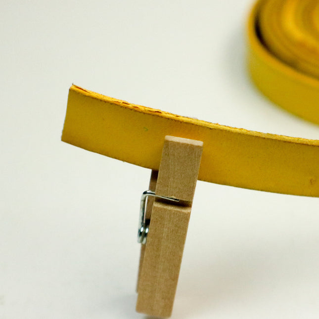 3/8 inch 10mm x 12/36 inch Yellow Genuine Leather Strap - Premium Quality Real Leather - 1/3 Feet Long - 3/8 Inch / 10mm Flat Strip