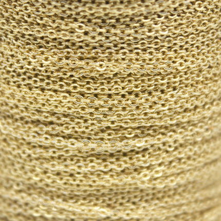 3 feet TARNISH Resistant Tarnish FREE Anti Tarnished - 18K Gold Plated Micro Flat Chain - 2mm 2x1.4mm SOLDER - little Small Soldered AT214F