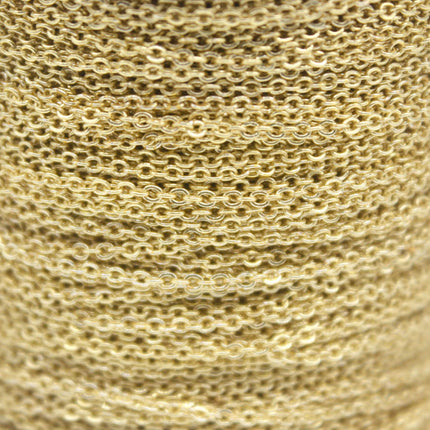 10 feet TARNISH Resistant Tarnish FREE Anti Tarnished - 18K Gold Plated Micro Flat Chain -2mm  2x1.4mm SOLDER - little Soldered AT214F