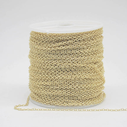 32 feet TARNISH Resistant Tarnish FREE Anti Tarnished - 18K Gold Plated Cable Chain - 2x2.5mm SOLDER - little Small Soldered AT225