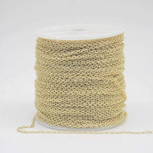 10 feet TARNISH Resistant Tarnish FREE Anti Tarnished - 18K Gold Plated Cable Chain - 2x2.5mm SOLDER - little Small Soldered AT225