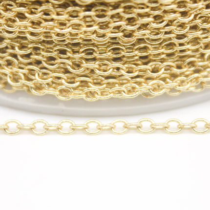 32 feet TARNISH Resistant Tarnish FREE Anti Tarnished - 18K Gold Plated Cable Chain - 2x2.5mm SOLDER - little Small Soldered AT225