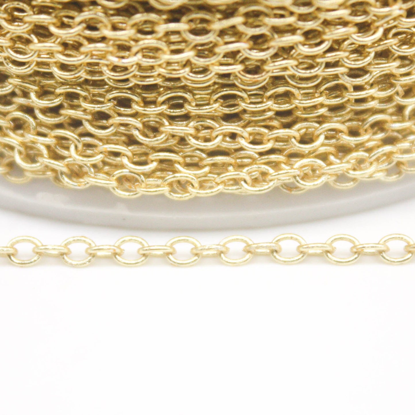32 feet TARNISH Resistant Tarnish FREE Anti Tarnished - 18K Gold Plated Cable Chain - 2x2.5mm SOLDER - little Small Soldered AT225