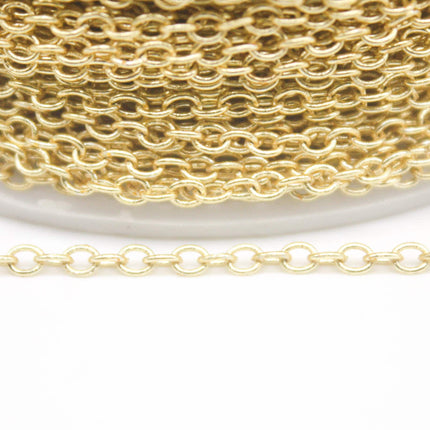 10 feet TARNISH Resistant Tarnish FREE Anti Tarnished - 18K Gold Plated Cable Chain - 2x2.5mm SOLDER - little Small Soldered AT225