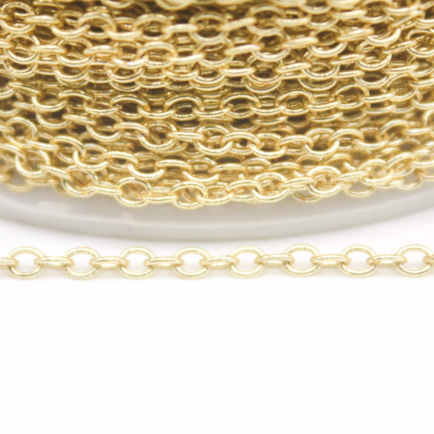 300 feet TARNISH Resistant Tarnish FREE Anti Tarnished - 18K Gold Plated Cable Chain - 2x2.5mm SOLDER - little Small Soldered AT225