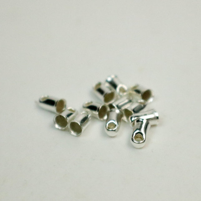 10 pcs of Sterling Silver Plated Cord End Tips Cap for 2mm
