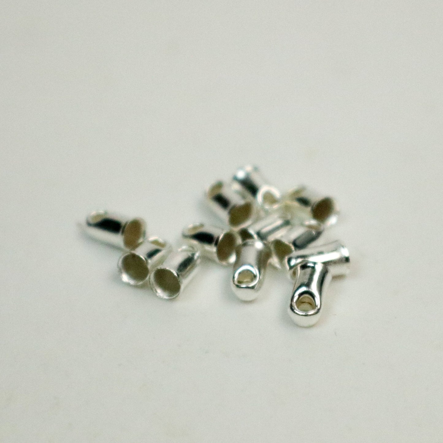 100 pcs of Sterling Silver Plated Cord End Tips Cap for 2mm
