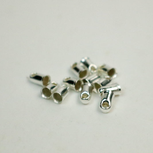 100 pcs of Sterling Silver Plated Cord End Tips Cap for 2mm