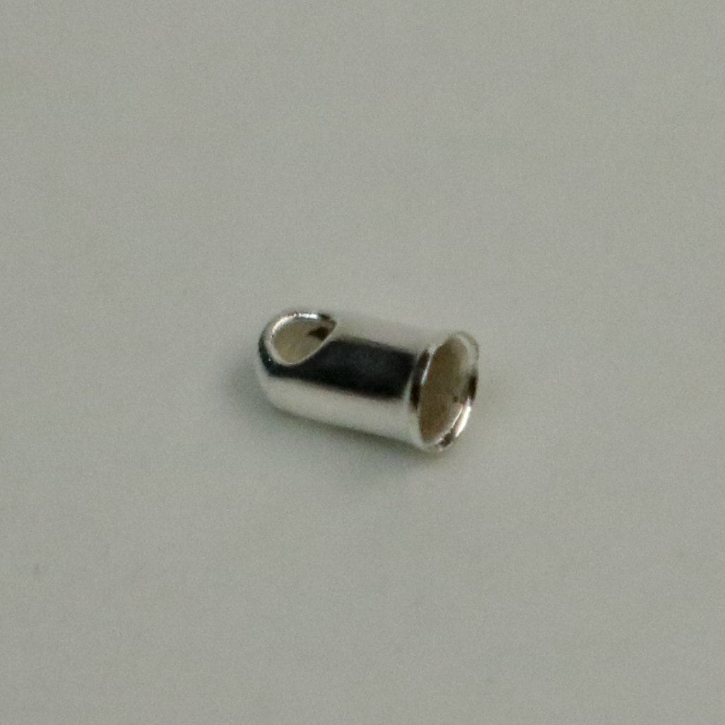 100 pcs of Sterling Silver Plated Cord End Tips Cap for 2mm