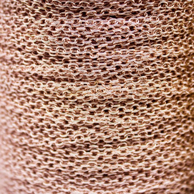 300 feet TARNISH Resistant Tarnish FREE Anti Tarnished - Rose Gold Plated Cable Chain - 2x2.5mm SOLDER - little Small Soldered AT225