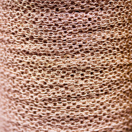 3 feet TARNISH Resistant Tarnish FREE Anti Tarnished - Rose Gold Plated Cable Chain - 2x2.5mm SOLDER - little Small Soldered AT225