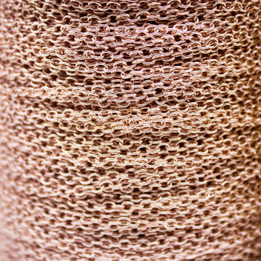 3 feet TARNISH Resistant Tarnish FREE Anti Tarnished - Rose Gold Plated Cable Chain - 2x2.5mm SOLDER - little Small Soldered AT225