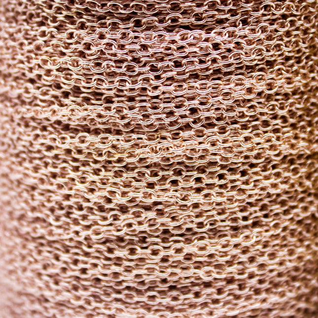 3 feet TARNISH Resistant Tarnish FREE Anti Tarnished - Rose Gold Plated Cable Chain - 2x2.5mm SOLDER - little Small Soldered AT225