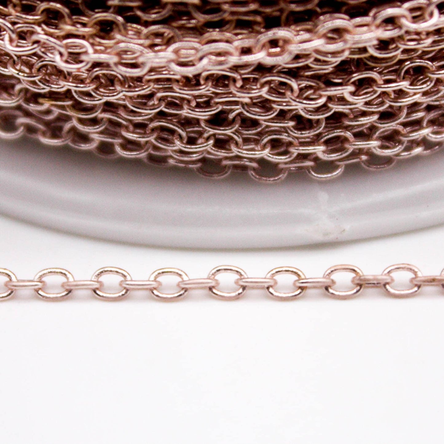 300 feet TARNISH Resistant Tarnish FREE Anti Tarnished - Rose Gold Plated Cable Chain - 2x2.5mm SOLDER - little Small Soldered AT225