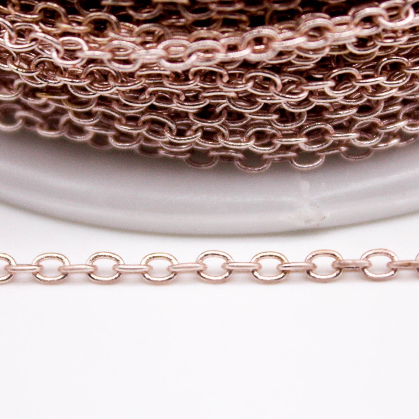 3 feet TARNISH Resistant Tarnish FREE Anti Tarnished - Rose Gold Plated Cable Chain - 2x2.5mm SOLDER - little Small Soldered AT225