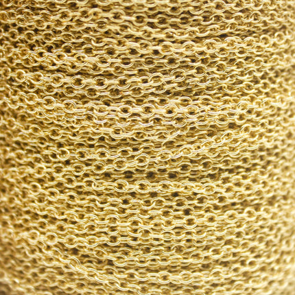 32 feet TARNISH Resistant Tarnish FREE Anti Tarnished - 18K Gold Plated Cable Chain - 2x2.5mm SOLDER - little Small Soldered AT225
