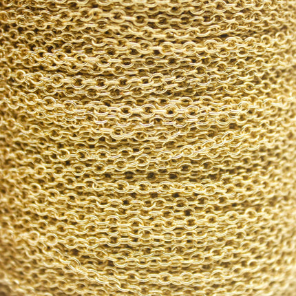 10 feet TARNISH Resistant Tarnish FREE Anti Tarnished - 18K Gold Plated Cable Chain - 2x2.5mm SOLDER - little Small Soldered AT225