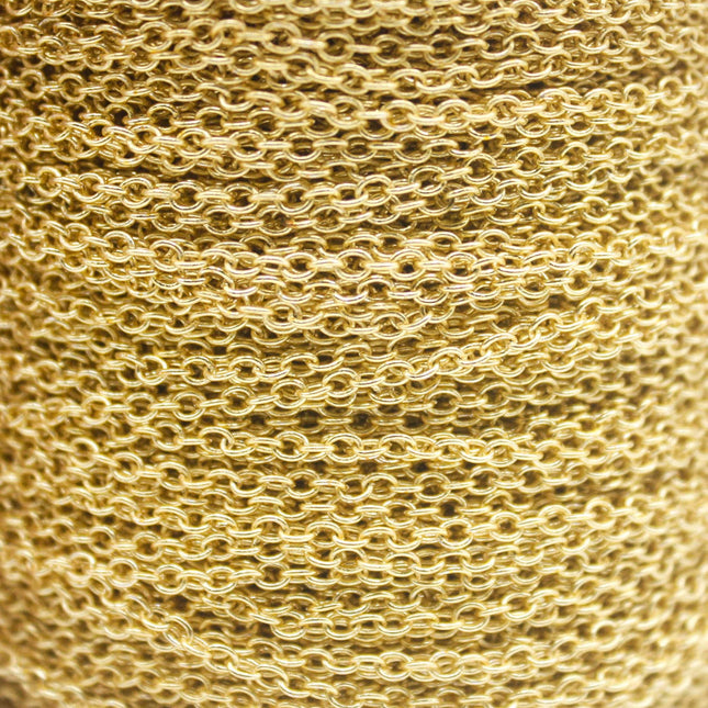 10 feet TARNISH Resistant Tarnish FREE Anti Tarnished - 18K Gold Plated Cable Chain - 2x2.5mm SOLDER - little Small Soldered AT225