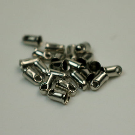 100 pcs of Rhodium Antique Silver Plated Cord End Tips Cap for 2mm