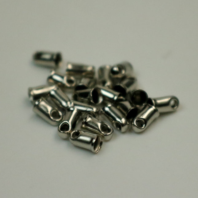 100 pcs of Rhodium Antique Silver Plated Cord End Tips Cap for 2mm