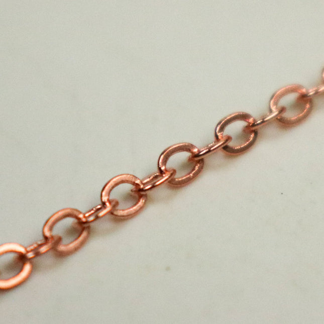 3 Ft Non Tarnish Flat Cable Chain - Copper Flat Chain - 3x1.7mm SOLDER - little Oval Anti Tarnish Free Resistant Soldered Cable - AT317F