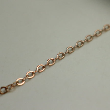 300 Ft Non Tarnish Flat Cable Chain -   ROSE Gold Flat Chain - 3x1.7mm SOLDER - Anti Tarnish Free Resistant Soldered Cable - AT317F