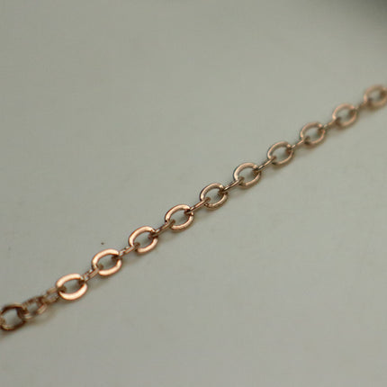 100 Ft Non Tarnish Flat Cable Chain -   ROSE Gold Flat Chain - 3x1.7mm SOLDER - Anti Tarnish Free Resistant Soldered Cable - AT317F