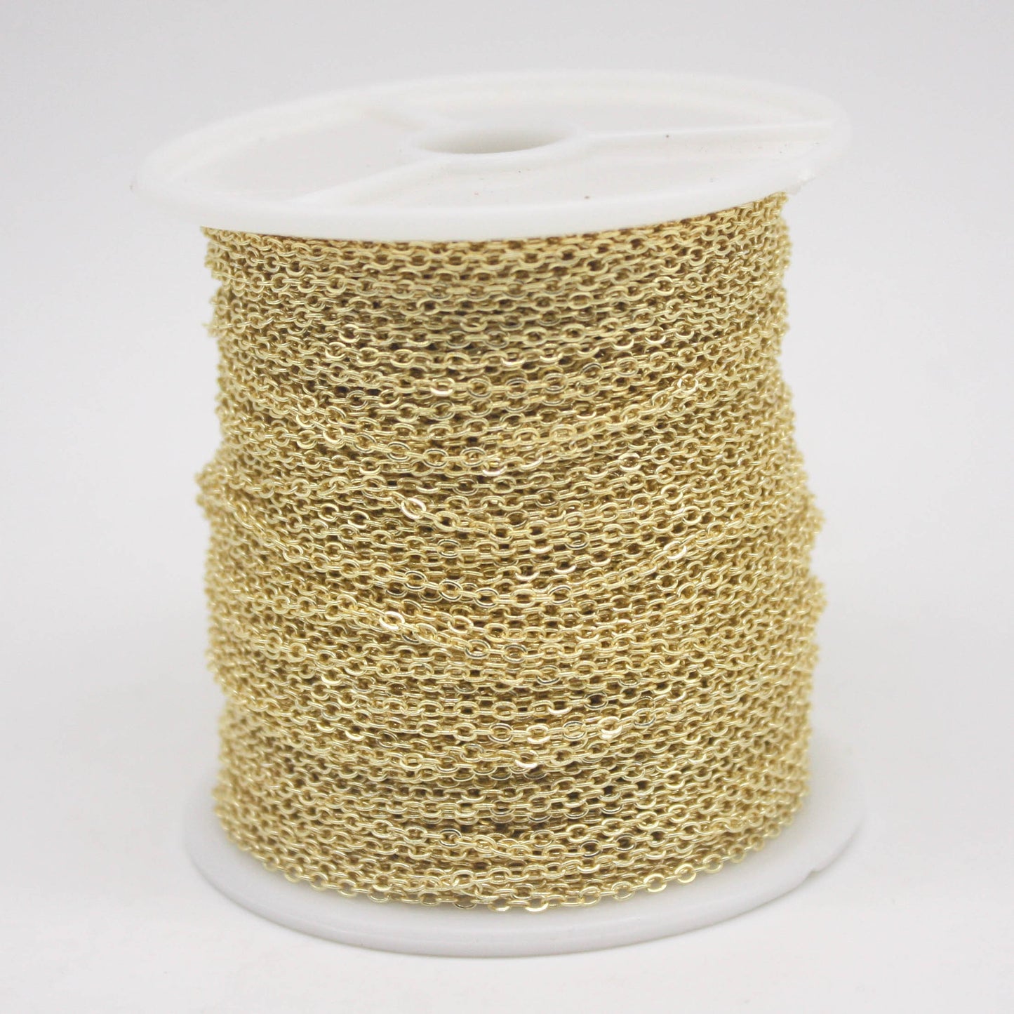 100 feet TARNISH Resistant Tarnish FREE Anti Tarnished 18K Gold Plated Flat Cable Chain - 2.4x1.7mm SOLDER - Soldered Cable - AT2417F