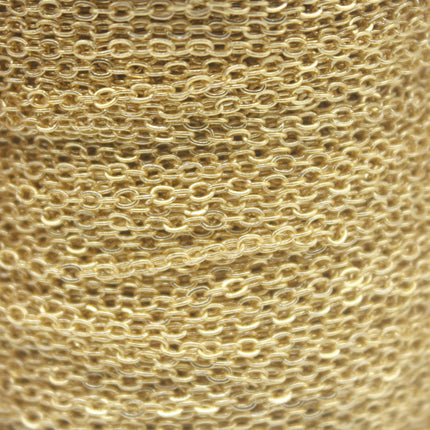 100 feet TARNISH Resistant Tarnish FREE Anti Tarnished 18K Gold Plated Flat Cable Chain - 2.4x1.7mm SOLDER - Soldered Cable - AT2417F