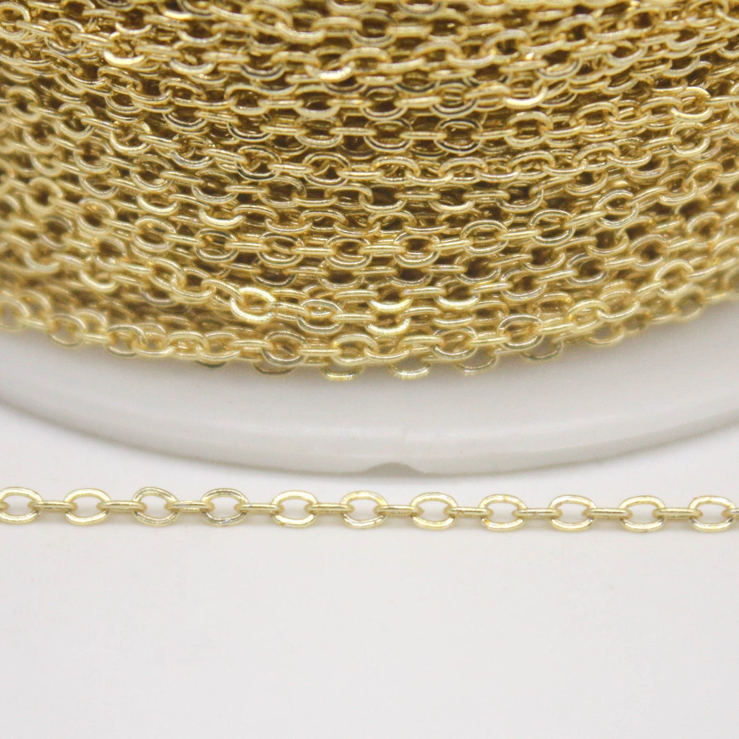 100 feet TARNISH Resistant Tarnish FREE Anti Tarnished 18K Gold Plated Flat Cable Chain - 2.4x1.7mm SOLDER - Soldered Cable - AT2417F