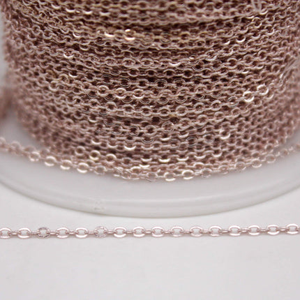32 feet TARNISH Resistant Tarnish FREE Anti Tarnished Rose Gold Plated Flat Cable Chain - 2.4x1.7mm SOLDER - Soldered Cable - AT2417F