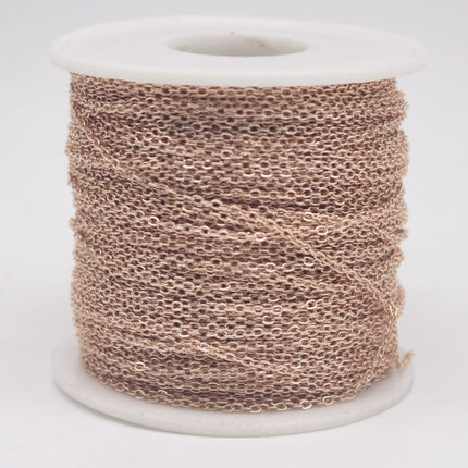 32 feet TARNISH Resistant Tarnish FREE Anti Tarnished Champagne Gold Plated Flat Cable Chain - 2.4x1.7mm SOLDER - Soldered - AT2417F