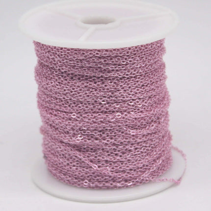32 feet TARNISH Resistant Tarnish FREE Anti Tarnished Pink Copper Plated Flat Cable Chain - 2.4x1.7mm SOLDER - Soldered - AT2417F